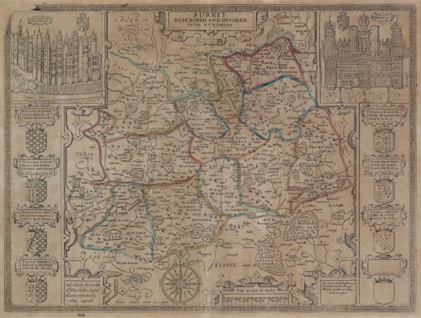 A Map of Surrey (Surrey described and divided into Hundreds)