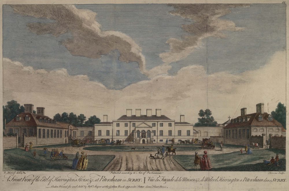 A Front View of the Earl of Harrington’s House at Petersham in Surry