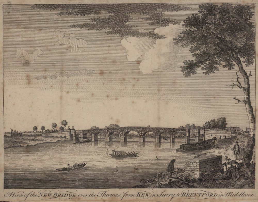A View of the New Bridge over the Thames, from Kew in Surry to Brentford in Middlesex
