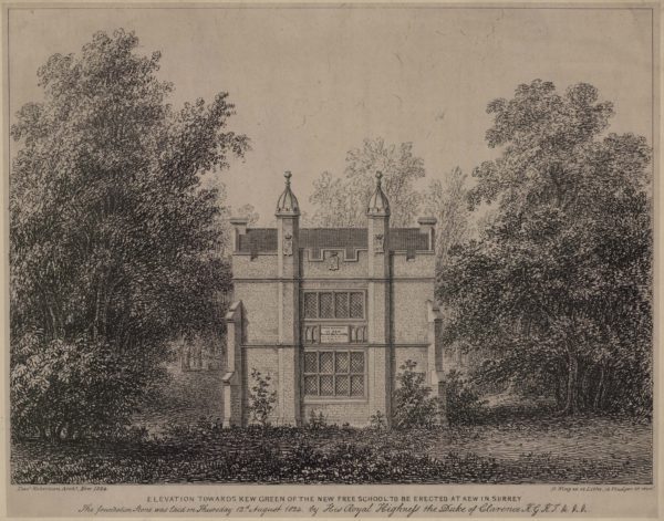 Elevation Towards Kew Green of the New Free School to be Erected at Kew in Surrey