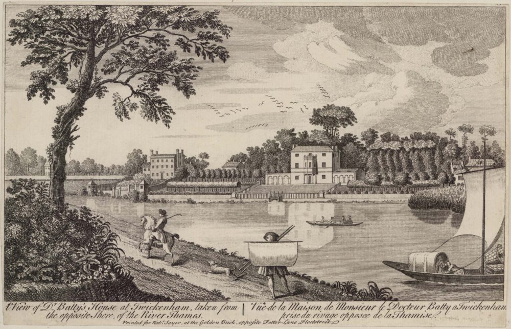A View of Dr Batty’s House at Twickenham taken from the opposite shore of the River Thames