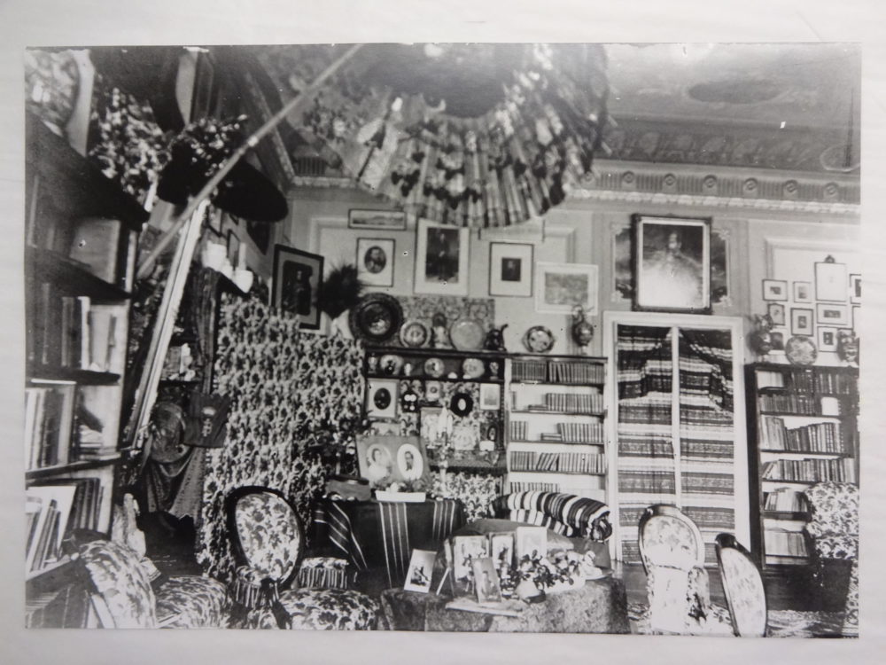 Corner of the Burton’s drawing room with parasol