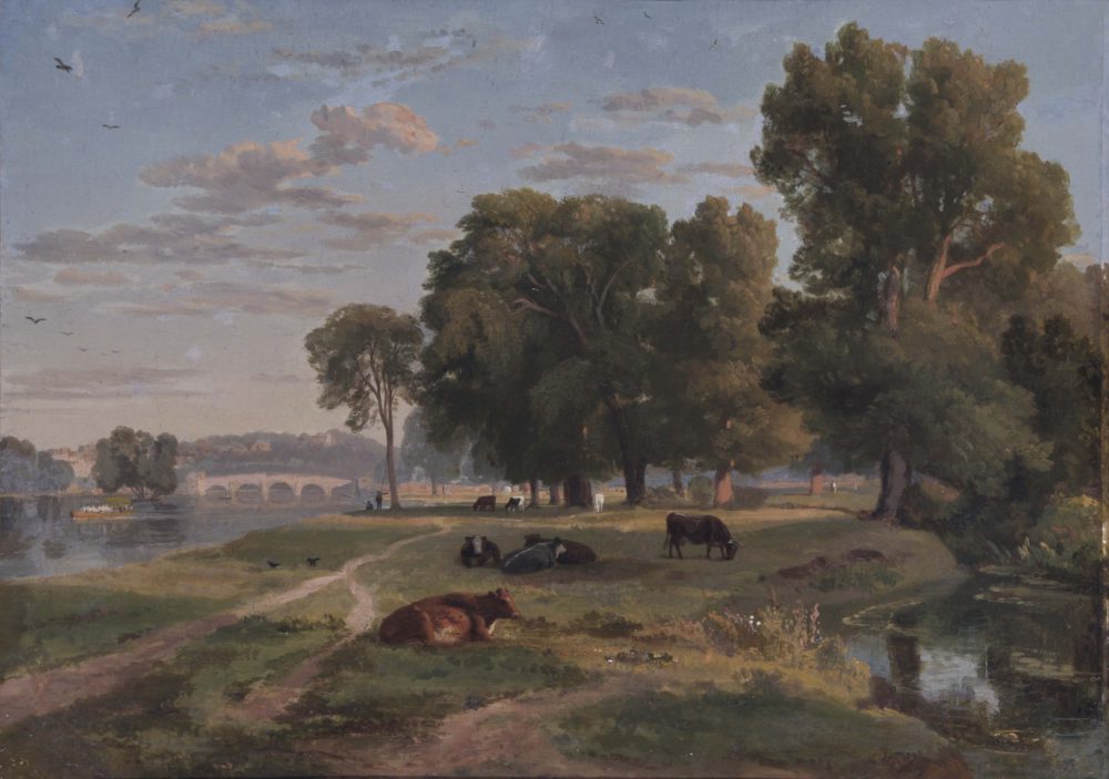 Thames at Richmond from Middlesex bank, looking towards bridge