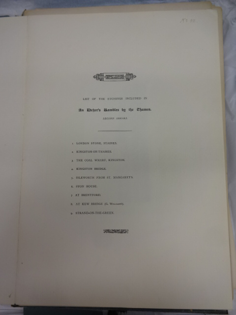 An Etcher’s Rambles, Second Series – The Thames, List of Etchings