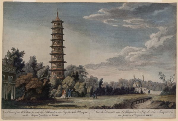 A View of the Wilderness, with the Alhambra, the Pagoda and the Mosque, in the Royal Gardens at Kew