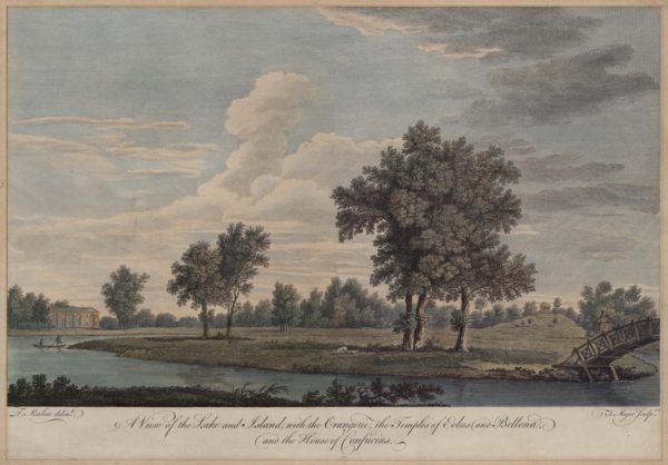 A View of the Lake and Island, with the Orangerie, the Temples of Eolus and Bellona, and the House of Confucius