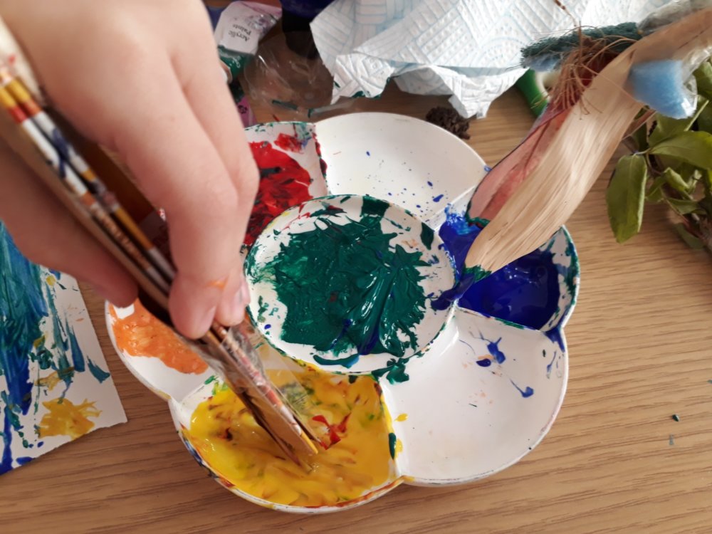 Paintbrushes in a palette
