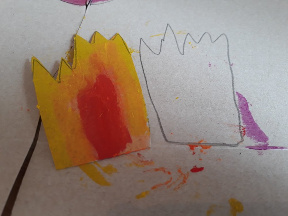 Picture of some irregular shapes coloured to look like flames