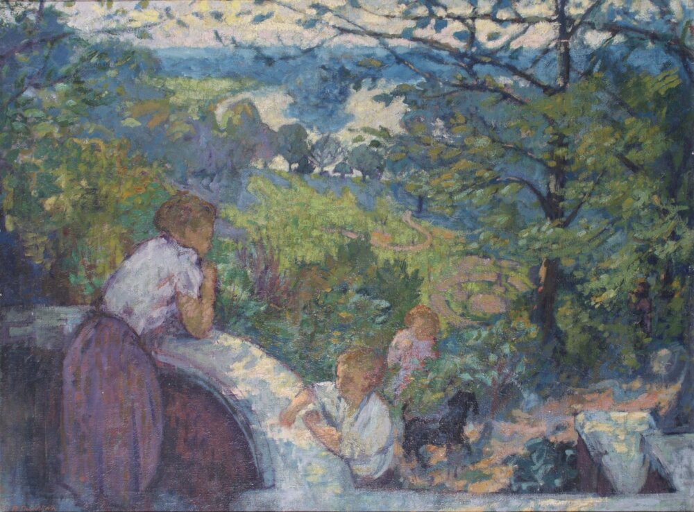 People on a terrace overlooking Richmond Hill